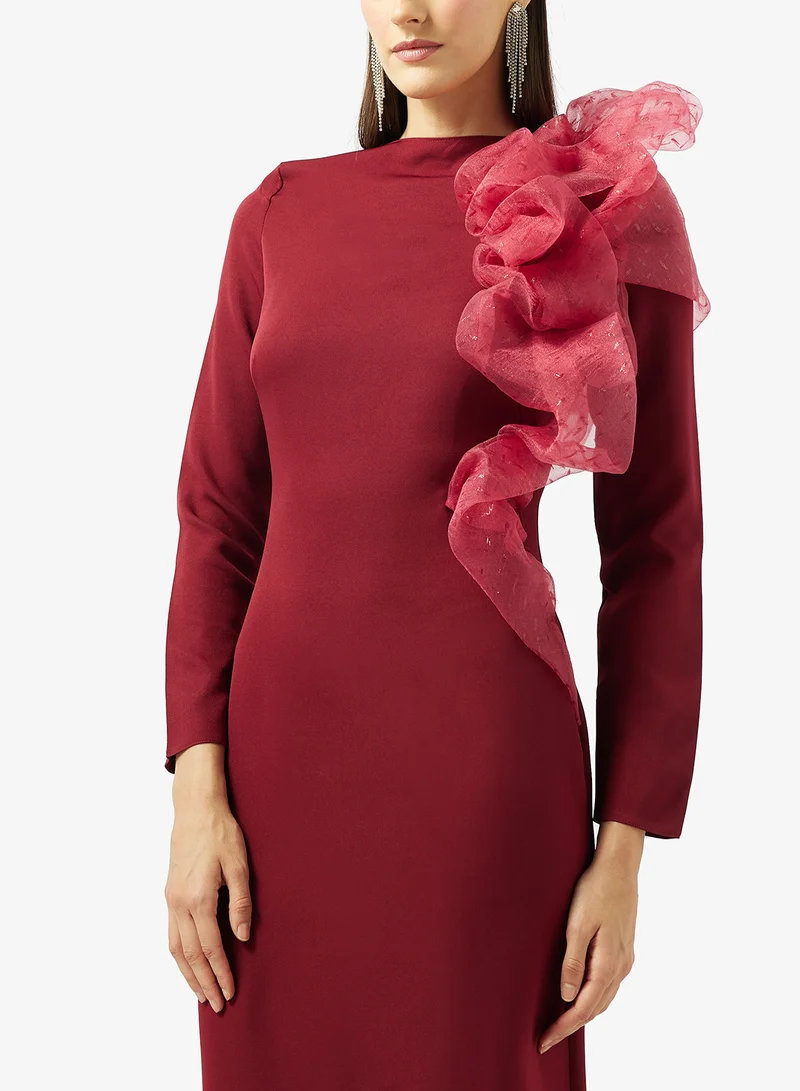 Namshi x  Column Dress With Statement Ruffle for Women | Best Price UAE